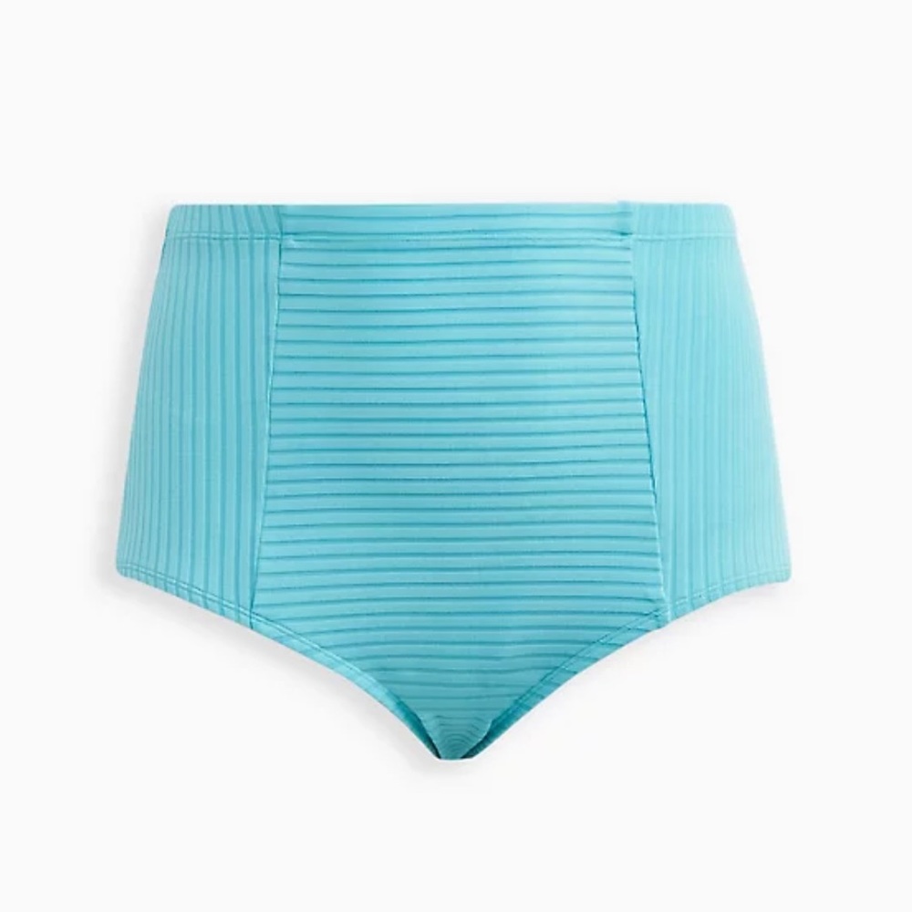 High Waisted Ruched Swim Brief - Blue